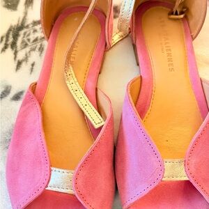 Pink Suede D'Orsay Flats with Metallic Strap by Marc Fisher?